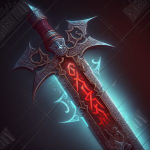 Sword with glowing runic letters