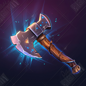 Simple axe surrounded by blue outer glow