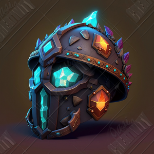 Metal helmet inlaid with gems