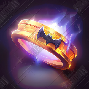 Magic golden ring with bat symbol at the center