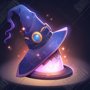 Magical hat on glowing base