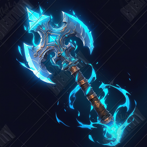 Battle axe with blue energy