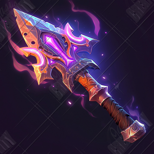 Dagger with arrow kind blade filled with purple energy