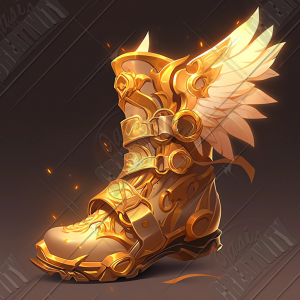 Golden boots with wings 02