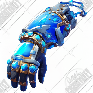 Blue Bionic arm with hand and gems