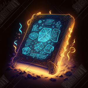 Ancient book filled with glowing writings