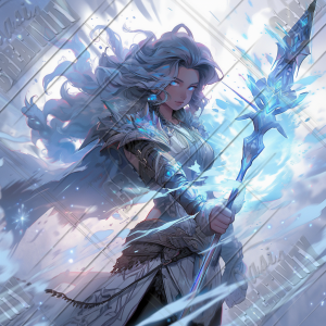 Ice girl holding magic staff