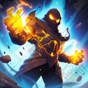 Ninja warrior with body infused with yellow energy