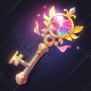 Magical key inlaid with multicolor crystal