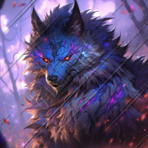 Wolf with purple accents on pelage