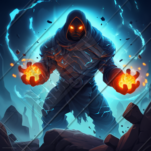 Warrior with fireballs in his hands